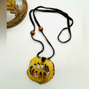 Vintage Ted De Grazia Painted Necklace